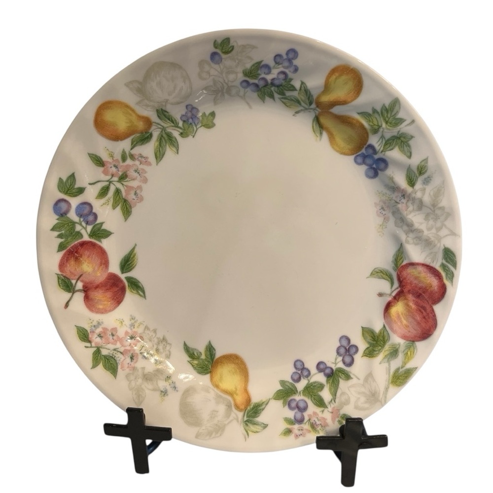 Corelle Chutney 7 1/8\" Salad Plates Set | Fruit Motif Swirl Rim Set of 4